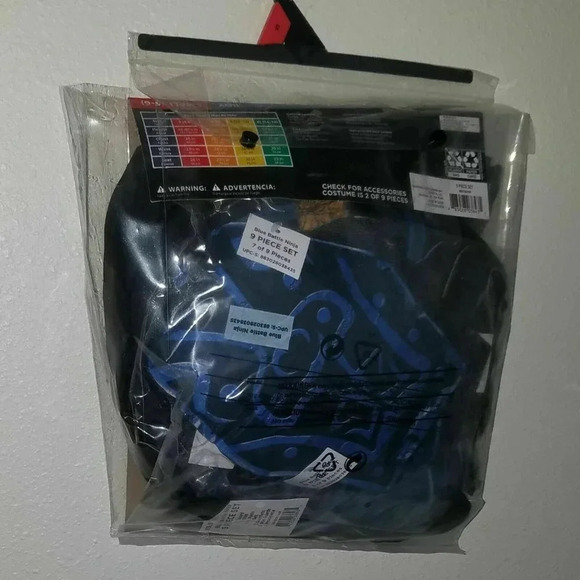 NEW Blue Battle Ninja Costume Halloween Boys Small 4-6 Shirt Pants Tabard Belt - Picture 2 of 4